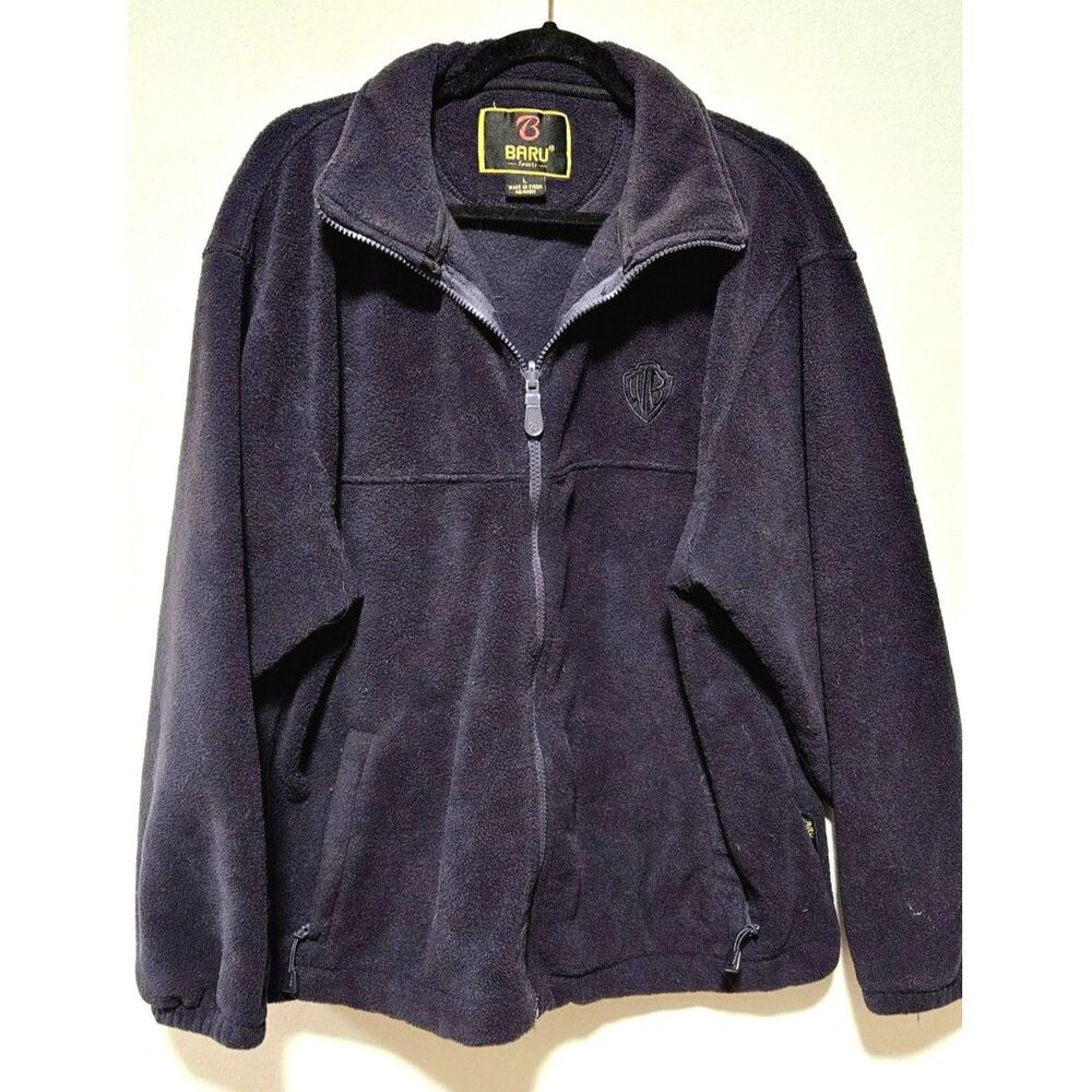 Warner Bros WB Embroidered Fleece Zip Jacket Navy L 90s/00s Layering